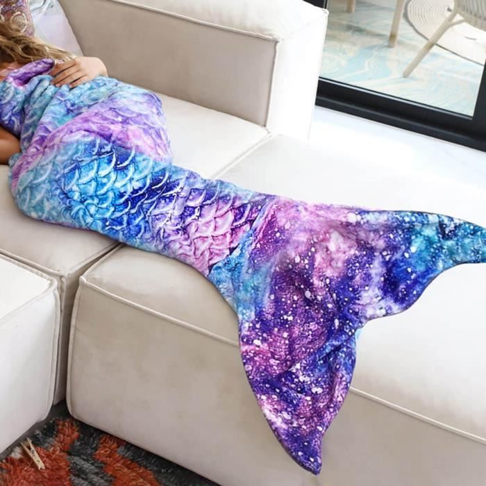 Couverture Enfant Sirène Velours 150x52cm Lavable