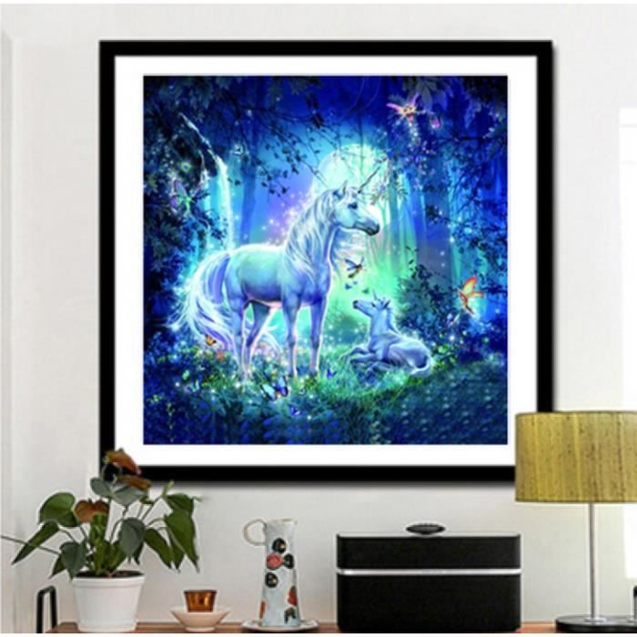 Diamond Painting, 5D Les Chevaux Peinture Diamant Enfant, Peinture Numéro Adulte Broderie Diamant Kit Complet, Perle Diamant A Coller Point De Croix Strass Diamant Painting Grand Format 40x50cm