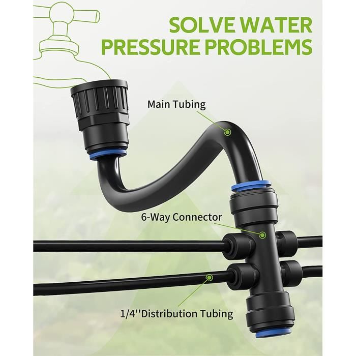Kit D'irrigation Goutte à Goutte - 10 Raccords En T 4 Voies Pour Tuyau 1/2" Vers 1/4"