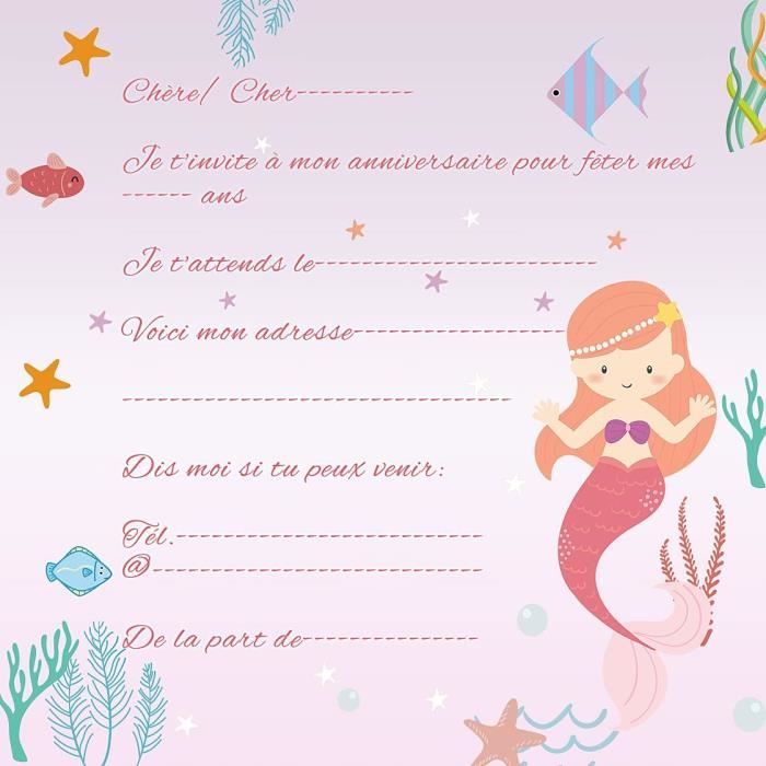 16 cartes invitation anniversaire fille en français sur le thème