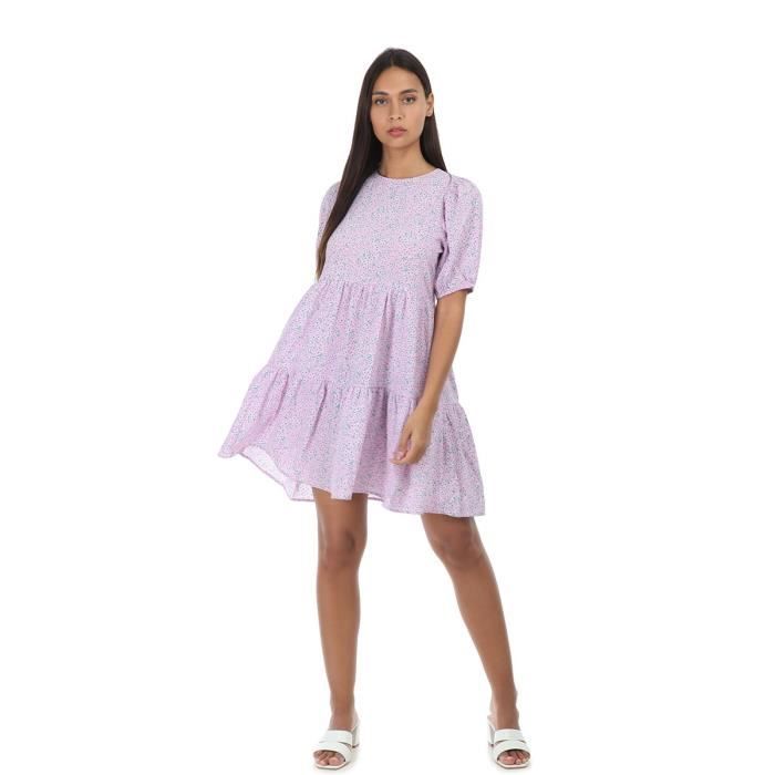 Robe babydoll liberty parme a volants Violet Cdiscount Pret a Porter