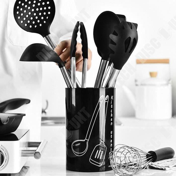 Ustensiles De Cuisine En Silicone Avec Manche En Bois - Spatule, Cuillère, écumoire, Résistants à 220°C
