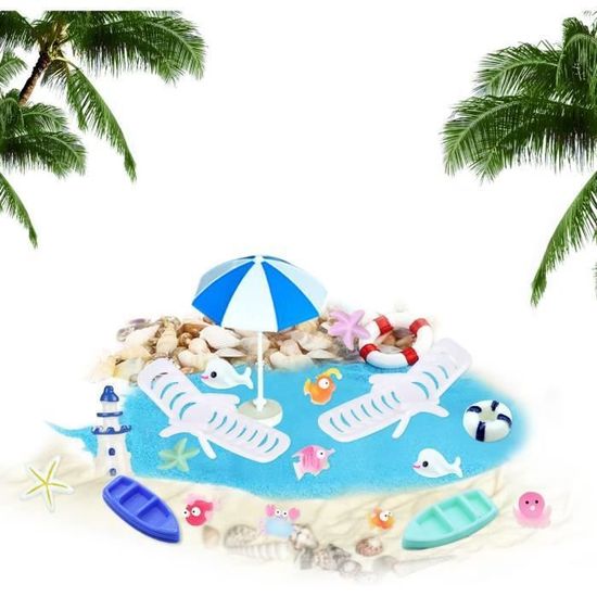 Deco Gateau Décorations De Gâteau Sur Le Thème Du Surf - Set Anniversaire Plage Avec Planche De Surf, Cocotier, Tongs, Boules - Cake Topper