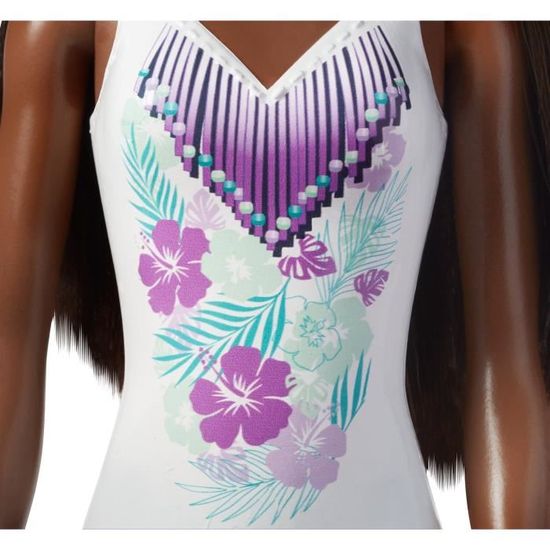 Barbie Plage Poupee Brune En Maillot De Bain Une Piece Blanc