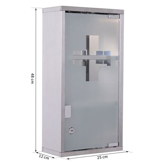 Armoire A Pharmacie En Acier Inoxydable Avec Porte En Verre Trempe