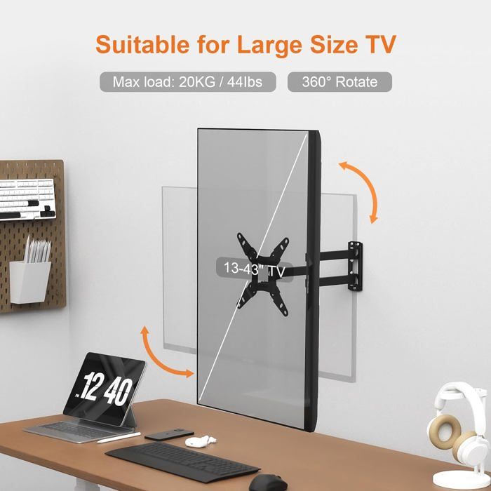 GRIFEA Support ural TV 26-55 Pouces - Fixation urale TV Peut Contenir Jusqu'à 50KG, Accroche GRIFEA Support ural TV 26-55 Pouces - Fixation urale TV Peut Contenir Jusqu'à 50KG, Accroche