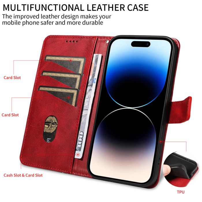 Étui Portefeuille En Cuir Véritable Autruche Pour Xiaomi 14/15/17 Pro Max - Ultra Fin, Multifonction