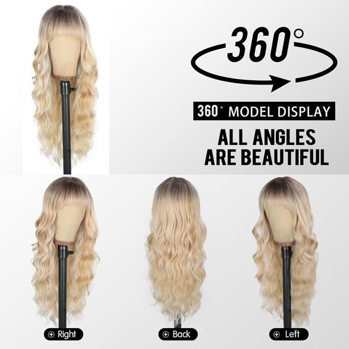 Perruque Blonde Longue Et Bouclée Avec Frange - Synthétique - Bonnet Inclus