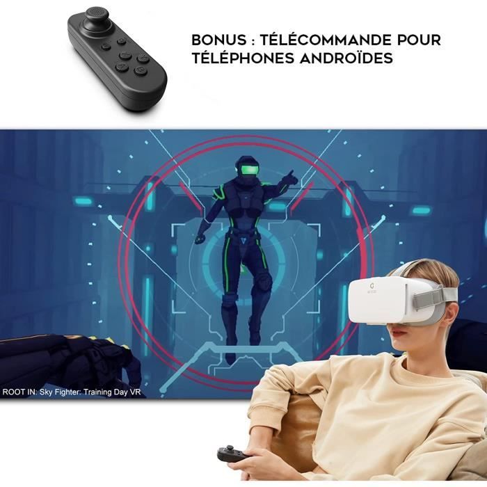 V5 VR Casque pour Téléphone avec Manette, 110°FOV HD Anti-Lumière