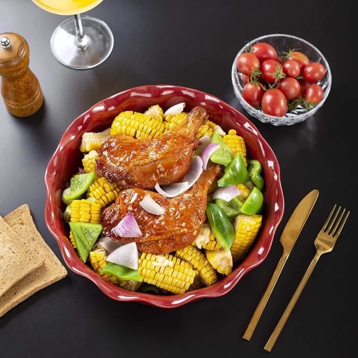 Moule à Tarte LOVECASA - Porcelaine Ø28cm, Dégradé Rouge