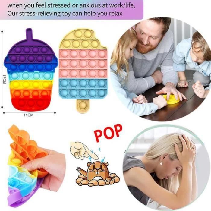 Lot 5 Bracelets Fidget Pop à Bulles – Silicone Souple – Anti-stress Pour Enfants Et Adultes Autisme