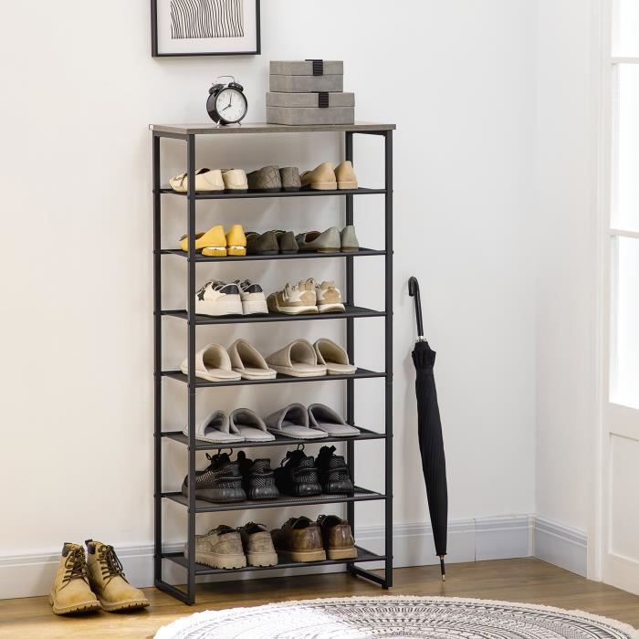 Étagère à chaussures moderne grise HomCom de 37 1/2 po en bois avec tiroir  837-139