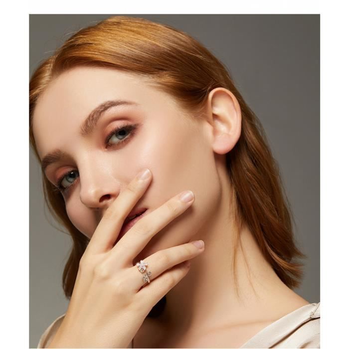 Bague ouverte branche de deals fleurs de pêcher éclose rose