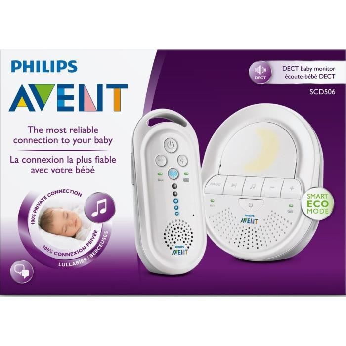 Philips Avent Écoute-bébé audio avec technologie DECT, son cristallin 100%  privé, veilleuse (Modèle SCD503/00) : : Bébé et Puériculture