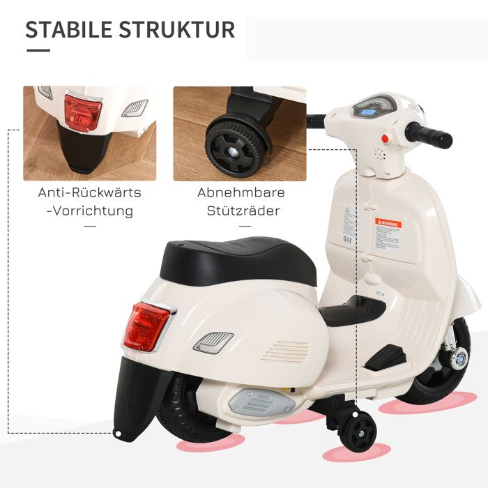 HOMCOM Moto électrique Pour Enfant De 18 à 36 Mois 6V 2 Vitesses Reglables 1 5 3 Km H Phare 76 X 42 X 57 Cm Rouge~1i6u9vvt2k001