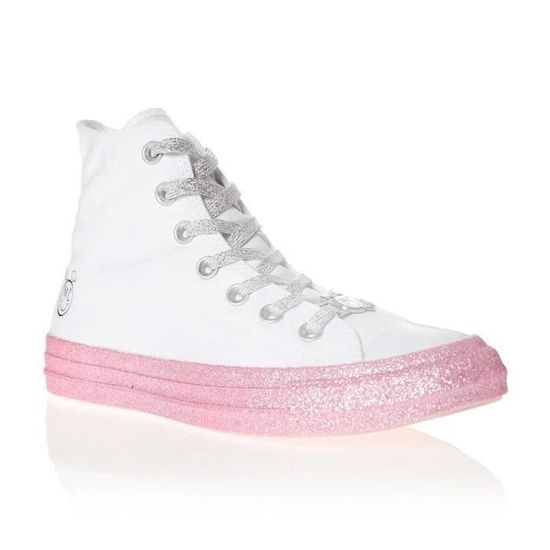CONVERSE Baskets Montantes Miley Cyrus Chuck Taylor All Star Blanc Rose Femme Rose Cdiscount Chaussures