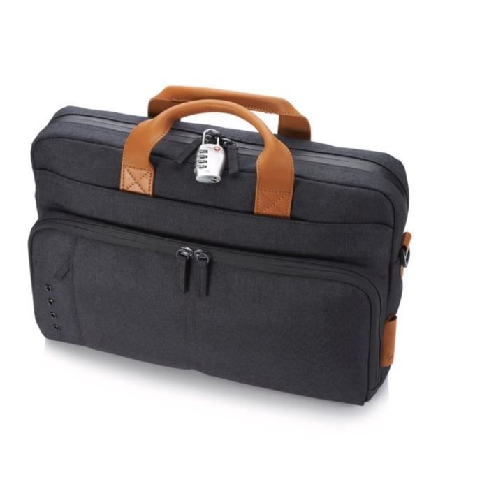 HP Sacoche Envy Urban 15,6- Gris, Résistante à l'eau, poignées en Cuir, Fermeture magnétique, Poche contre les lecteurs RFID