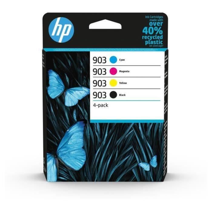 HP 903 pack de 4 cartouches d'encre authentiques, noir/cyan/magenta/jaune (6ZC73AE) pour HP OfficeJet / OfficeJet Pro 6900