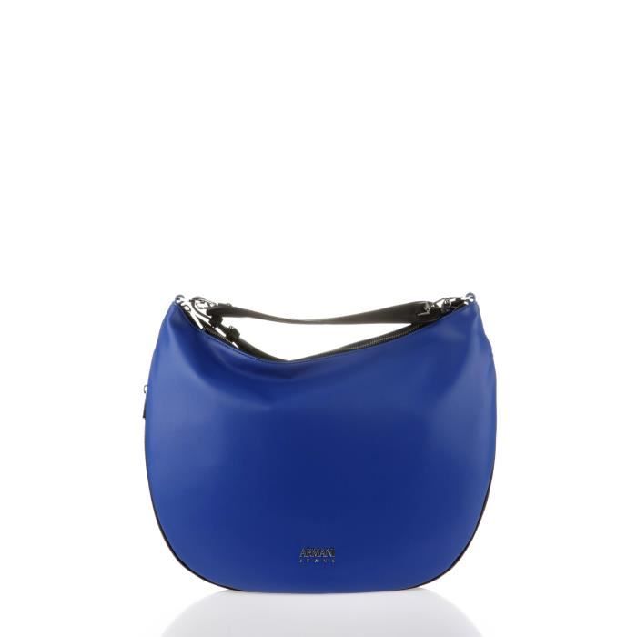 ARMANI JEANS - Sac à Main Bleu en Similicuir Lisse et Anse Arrondie - Femme