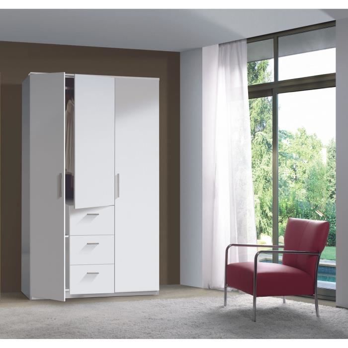 BOOST Armoire 3 portes 203x117cm blanc brillant