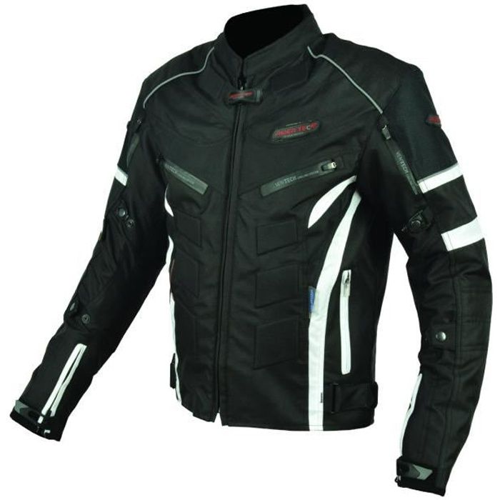 Blouson Moto Textile Noir et Blanc - Protections CE