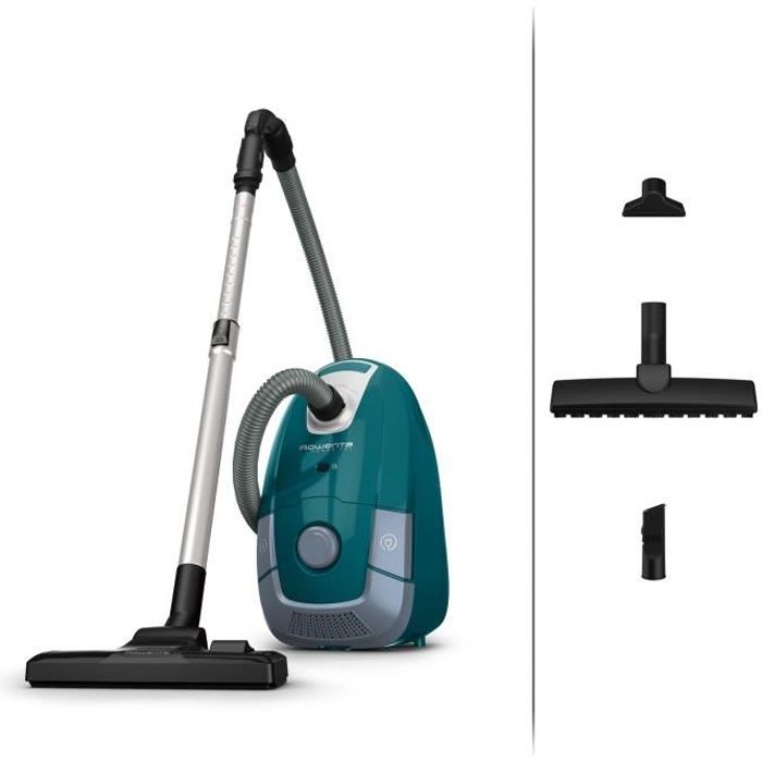 ROWENTA RO3143EA Aspirateur avec sac, Moteur basse consommation, Capacité 4,5 L, Nombreux accessoires, Power XXL Parquet, Bleu/gris