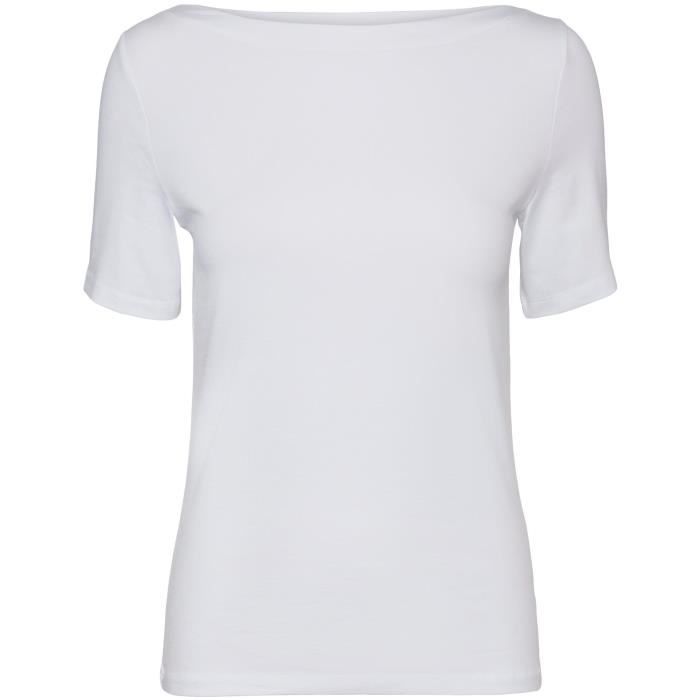 VERO MODA Top à Manches Courtes Blanc Femme