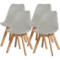 BJORN Lot de 4 chaises de salle à manger - Simili gris - Scandinave - L 49 x P 56 cm