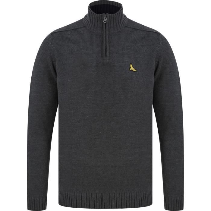 KENSINGTON EASTSIDE Pull Col Montant Zippé Gris Foncé Homme