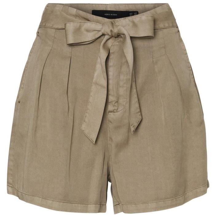 VERO MODA Short Taille Haute Gris Femme