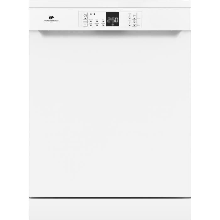 Lave-vaisselle pose libre CONTINENTAL EDISON CELV15453PW - 15 couverts - Largeur 59,8 cm - 45 dB - Blanc