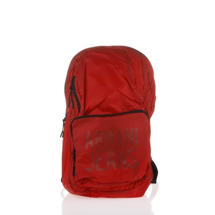ARMANI JEANS - Sac à Dos Pliable en Polyamide Rouge - Homme