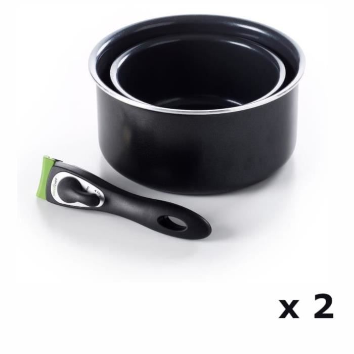 GREENCHEF Clickpan Magneto Diamond Black Lot de 2 casseroles - Ø 16/20 cm + Poignée