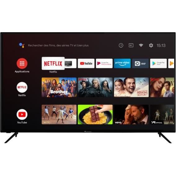 CONTINENTAL EDISON TV LED 4K UHD - 65- (164cm) - Smart TV - WiFi - Bluetooth - Android - 4xHDMi - 2xUSB - Commande Vocale