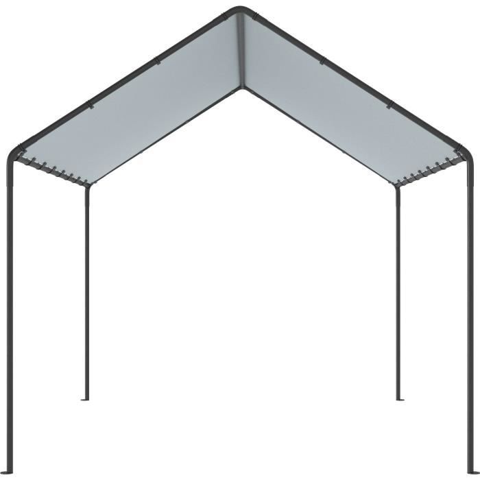 Tonnelle de jardin Hector en acier avec toit en toile grise - L296 x P400 X H201/286 cm