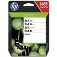 HP 364 Pack de 4 cartouches d'encre noire, cyan, jaune et magenta authentiques (N9J73AE) pour DeskJet 3070A, Photosmart 5525/6525-0