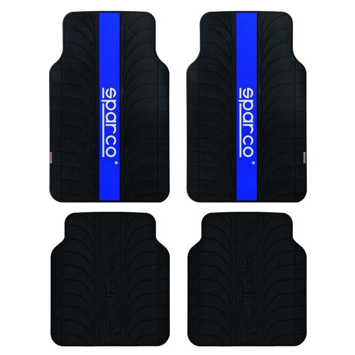 Jeu de 4 tapis SPARCO noirs + bande bleue