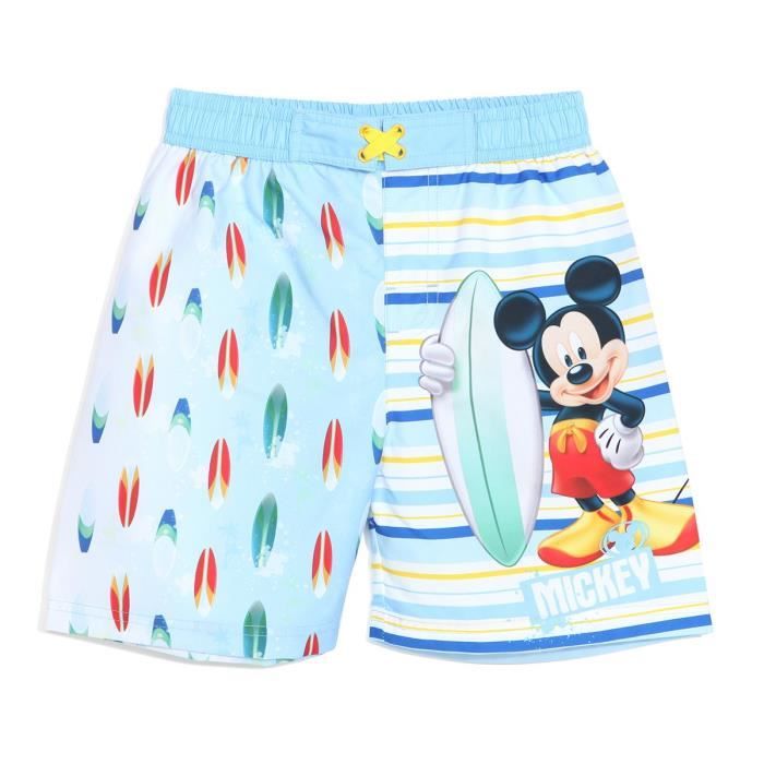 Mickey Maillot De Bain Bleu Enfant Garcon Serigraphie Multicolore Cdiscount Pret A Porter