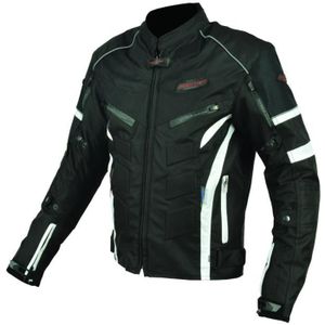 BLOUSON - VESTE Blouson Moto Textile Noir et Blanc - Protections C