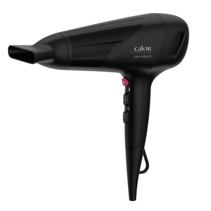 CALOR CV5803C0 Studio Dry Sèche-cheveux, Technologie Effiwatts, 6 réglages, Concentrateur, Grille ar