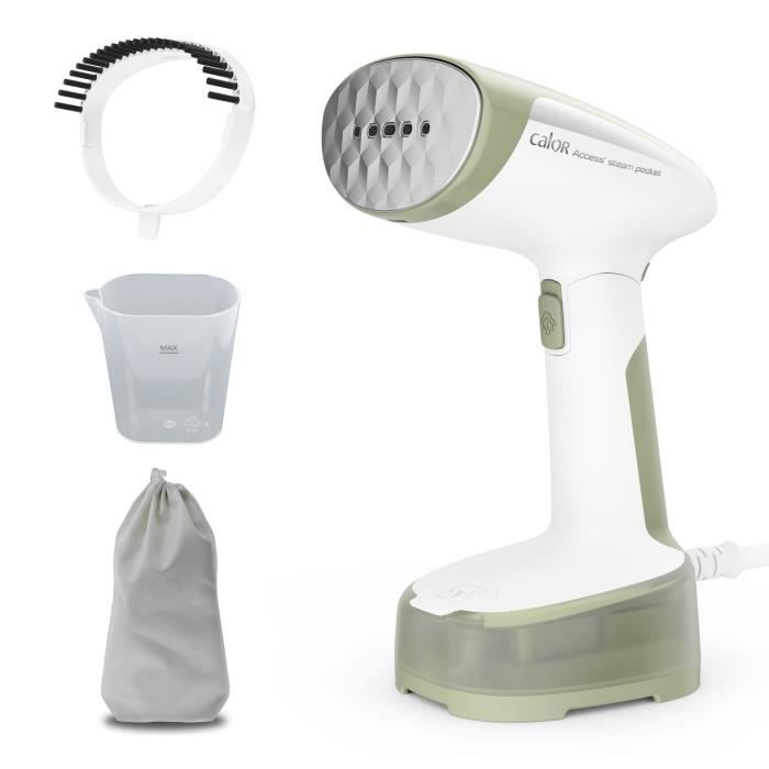 CALOR Défroisseur vapeur 1300W, Débit vapeur 20 g/min, Chauffe en 15 sec, Tous types de tissus, Vert