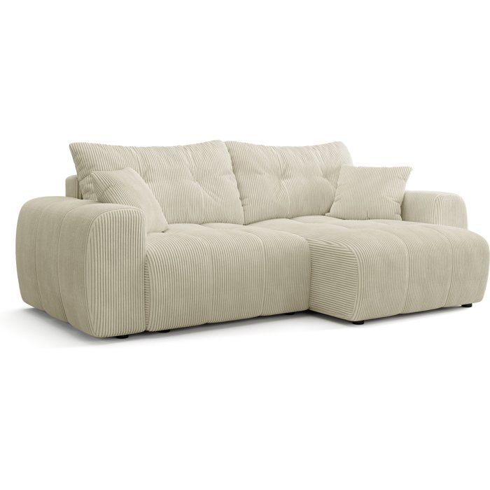 Canapé dangle convertible - 4 places - BRANDON - Tissu Crème - 242 x 144 x 86 cm