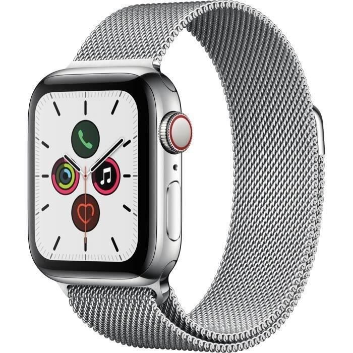 Apple Watch Series 5 Cellular 40 mm Boîtier acier Bracelet Milanais / 2019