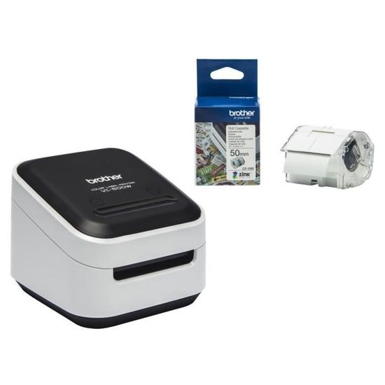 BROTHER Imprimante Étiquettes et Photos pour les loisirs créatifs VC-500W - Thermique direct - Couleur - VC500WCRZ1 + Ruban CZ-1005