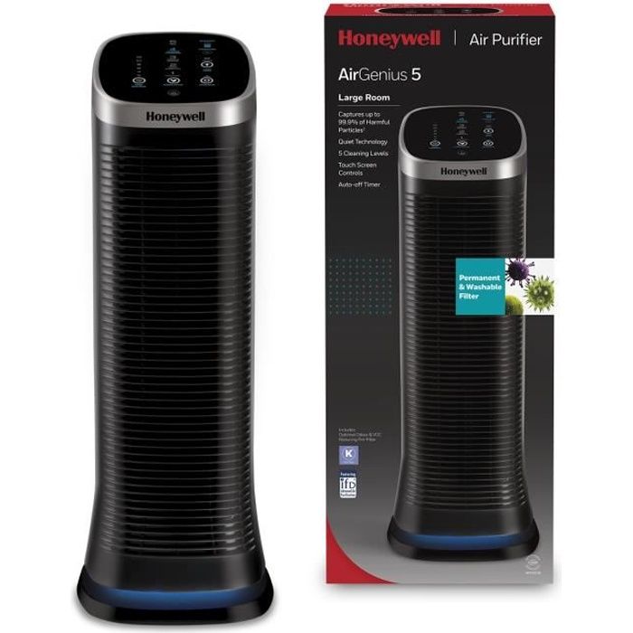 HONEYWELL Purificateur d'air AirGenius 5 - Pour des pièces jusqu'à 112 m² - Noir