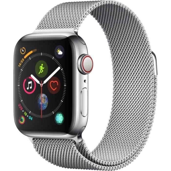 Apple Watch Series 4 GPS + Cellular 40mm Boîtier acier Bracelet Milanais 2018 Etat correct