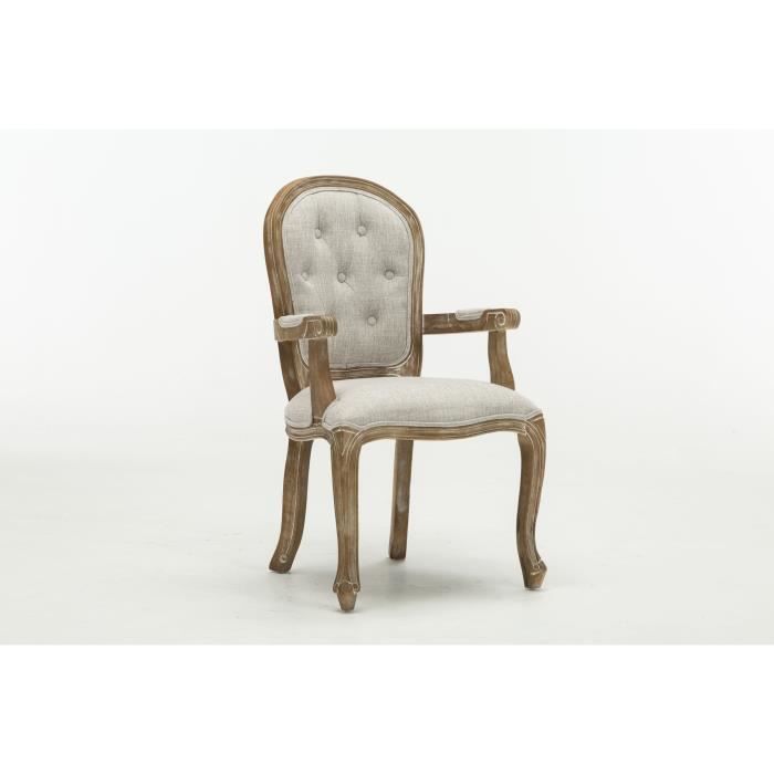 fauteuil chesterfield villandry - lin gris - l 56 x p 61 cm