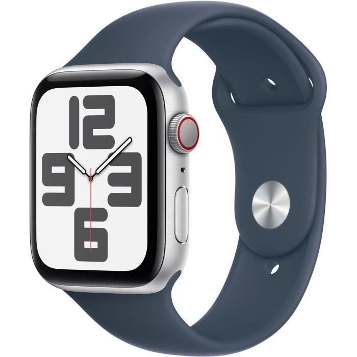 Apple Watch SE GPS + Cellular - 44mm - Boîtier Silver Aluminium - Bracelet Storm Blue Sport Band - S