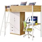 KNEIPP Lit combiné enfant EMILIE - contemporain naturel et blanc - bureau et armoire - l 90 x L 190 cm