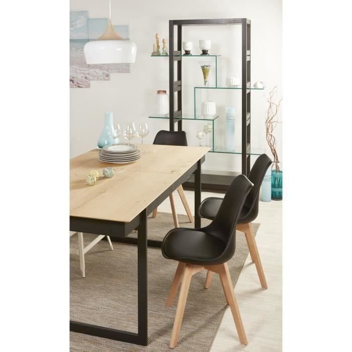 Lot De 4 Chaises Salle à Manger ZECIIYE - Simili Cuir Noir, Bois Massif Hévéa, Confort Ergonomique Moderne